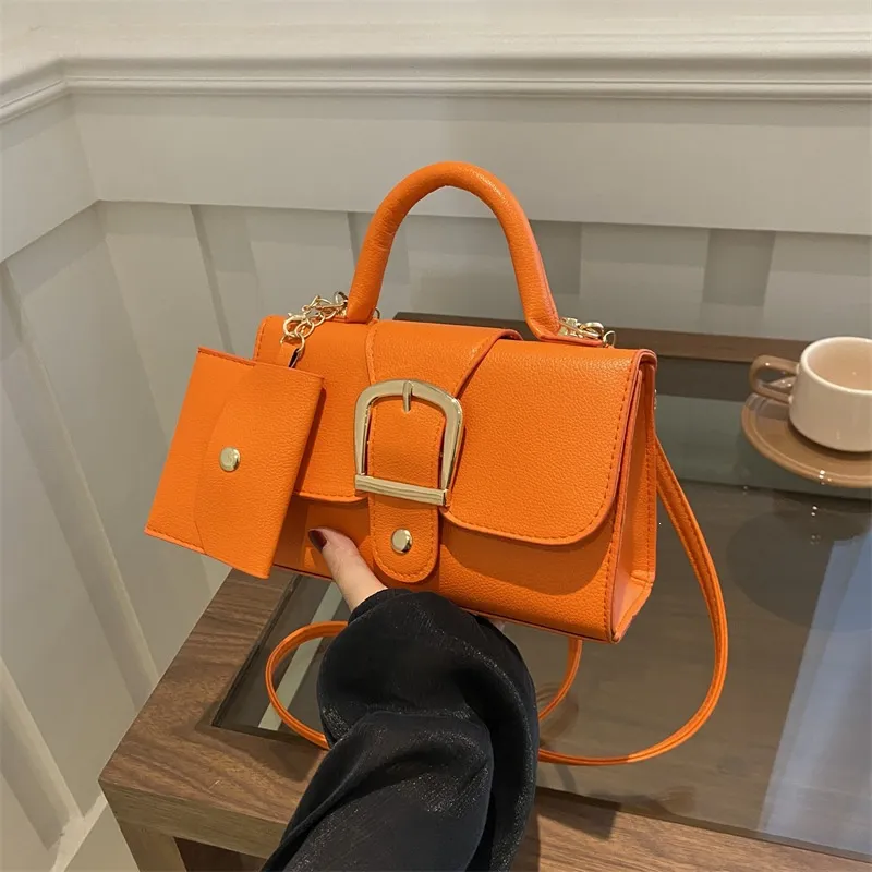 Schicke PU Leder Bonbonfarben Umhängetasche Quadratische Tasche Mit Mini Tasche Abnehmbarer Schultergurt Magnetischer Schnalle Handtasche Für Damen Tägliches Matching