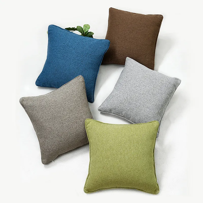 Cotton Linen Solid Color Square Pillow Cover Modern Minimalist Decorative Cushion Cover For Sofa Bed Living Room Home Decor