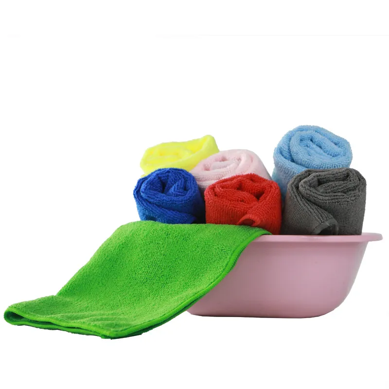 Microfiber Cleaning Cloths For Kitchen Household Car Wash Absorbent Towel Solid Color Cleaning Rag Cleaning Supplies