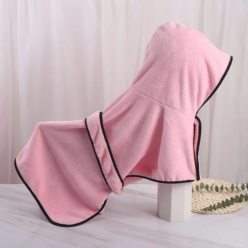 Peignoir pour Animaux en Polaire Corail Douce Serviette de Bain Chien Chat Absorbant Capuche Cape Pyjama Chiot Soins