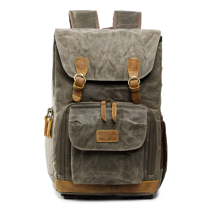 Vintage Waterproof Canvas Photography Backpack Multi-functional DSLR Camera Bag Large Capacity Unisex Travel Rucksack