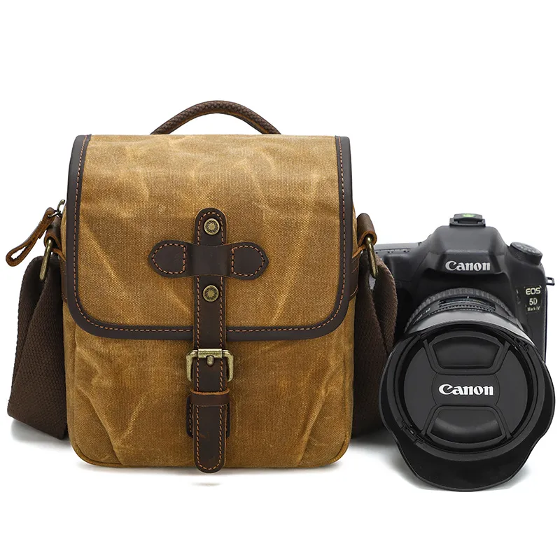 Vintage Canvas Camera Bag Waterproof Shoulder Crossbody Photography Bag For DSLR SLR