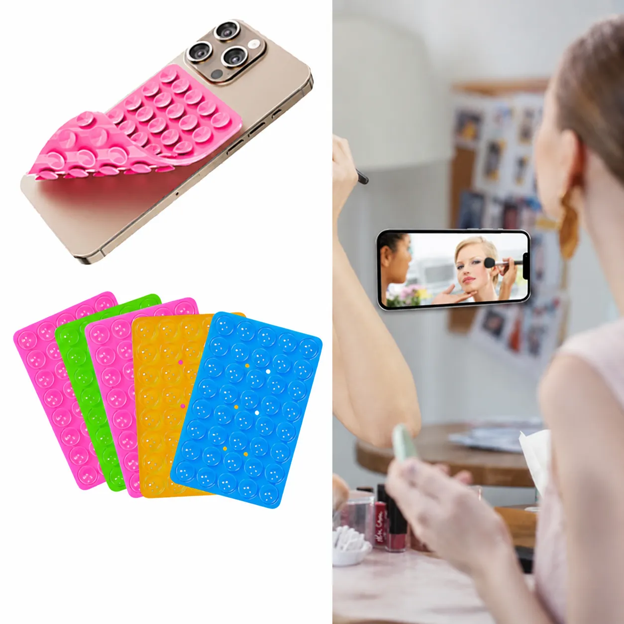 Double Sided Silicone Suction Cup Phone Holder Anti Slip Sticky Mat Portable Phone Mount Mobile Phone Pad For Car Home