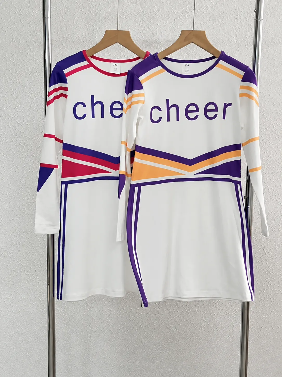 Children Girls Cheerleading Performance Dress Long Sleeve Color Block Jumpsuit Kids Sports Meeting Stage Costume