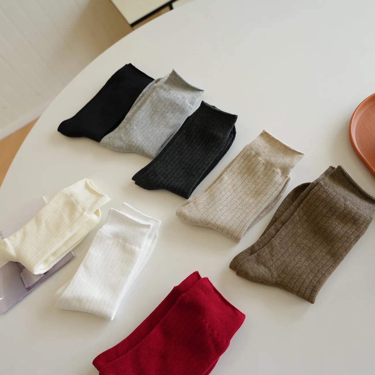Women Winter Solid Color Cotton Slouch Socks Japanese Style Mid Tube Casual Fashion Daily Wear Hosiery