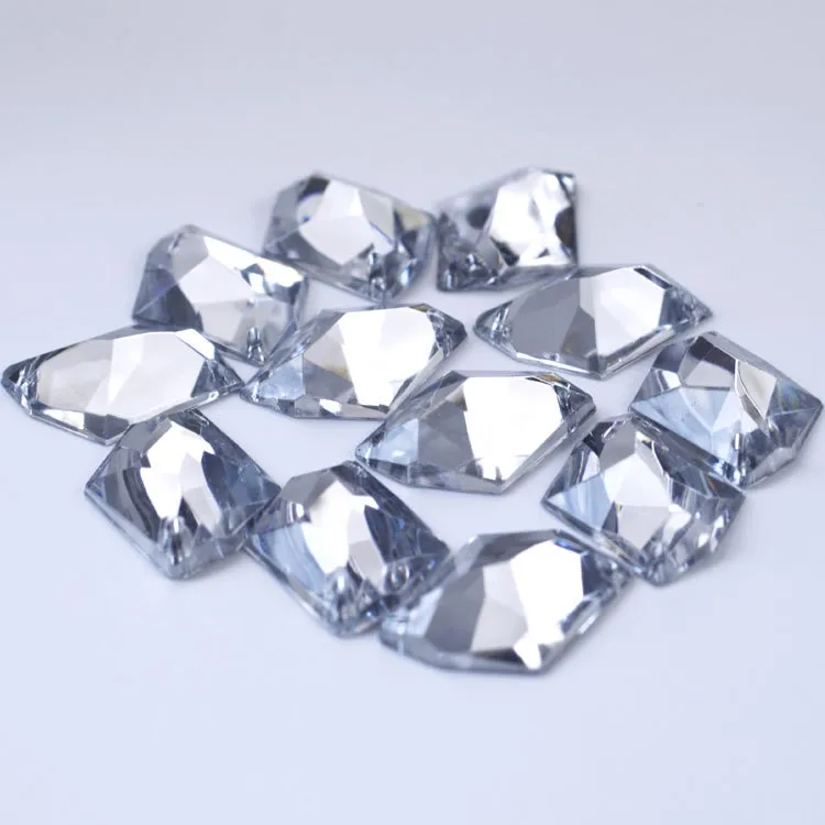 Shaped Acrylic Rhinestones Flatback Sew On Gems White Acrylic Crystals For DIY Clothes Garment Accessories Crafts
