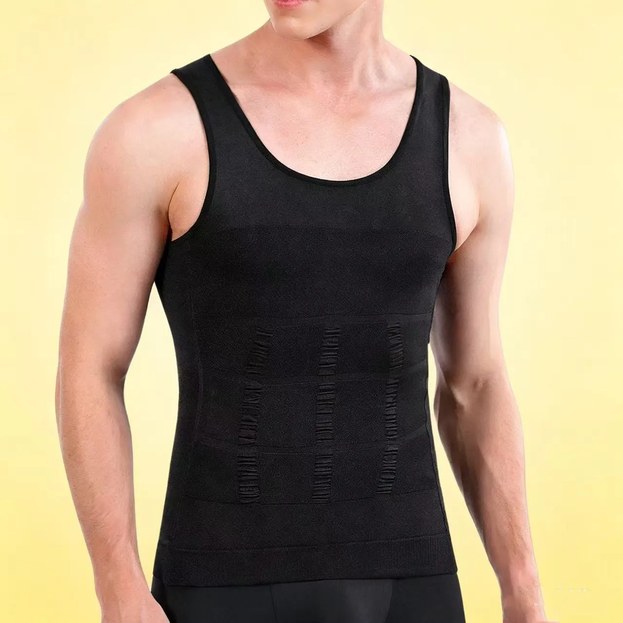 Men's Body Shaper Compression Vest Slimming Tank Top Tummy Control Athletic Undershirt Seamless Shapewear Breathable Polyester Top