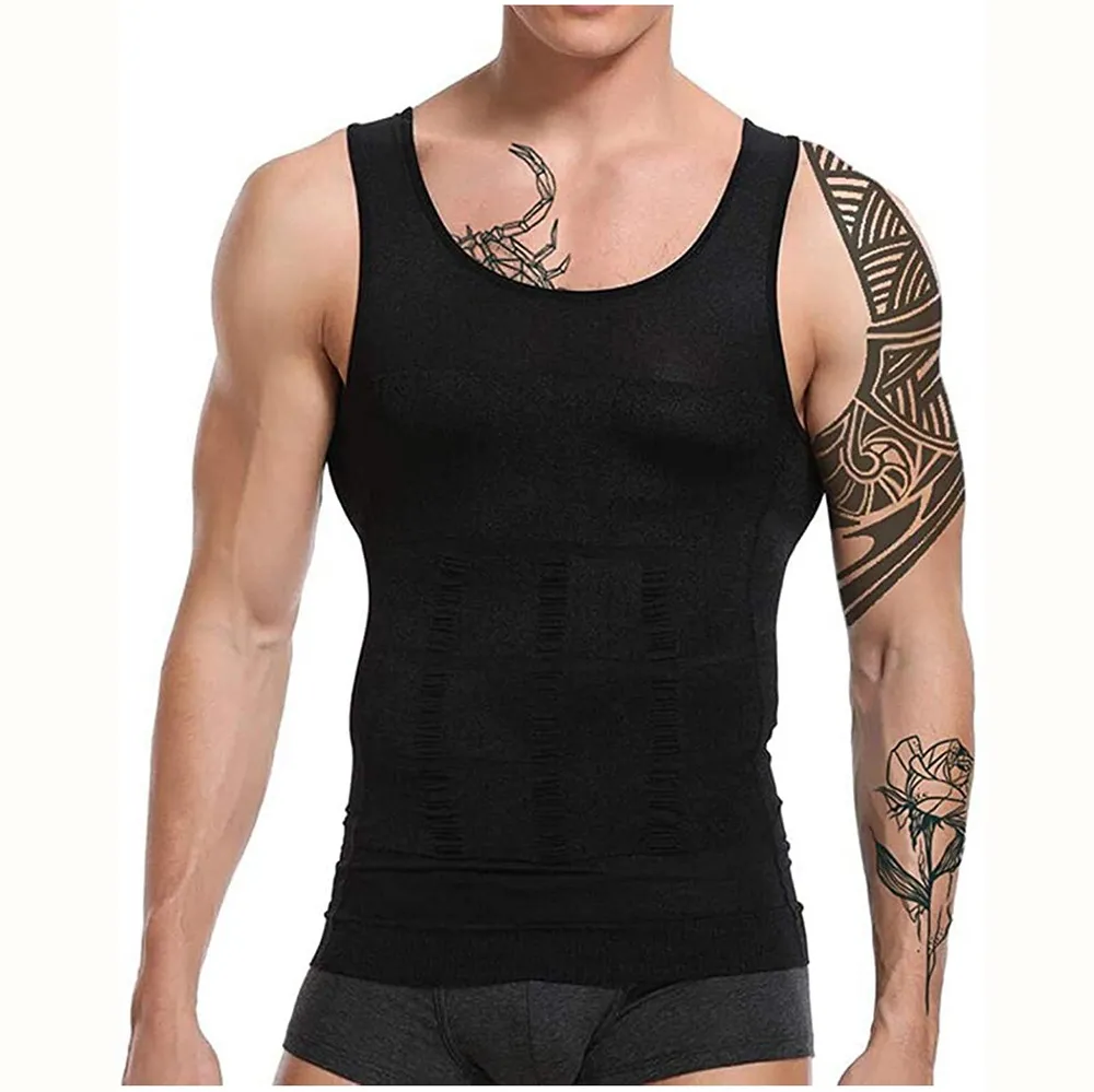 Men's Body Shaper Vest Slim N Lift Compression Undershirt Tummy Control Chest Slimming Core Shaping Sleeveless Top