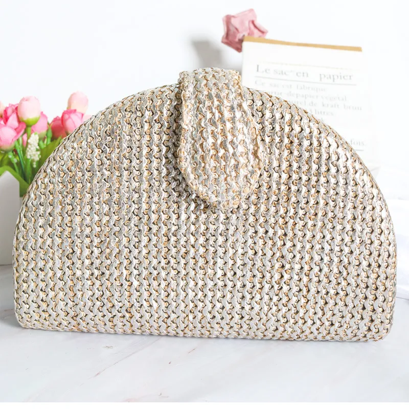 Dames Avondtas Pailletten Geweven Schelpvorm Clutch Tas Mode Stedelijk Minimalistisch Banket Handtas Elegante Feesttas