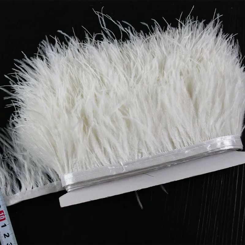 Ostrich Feather Trim Fringe Ribbon DIY Handmade Craft Garment Dress Cuffs Skirt Sewing Accessories Multi Color