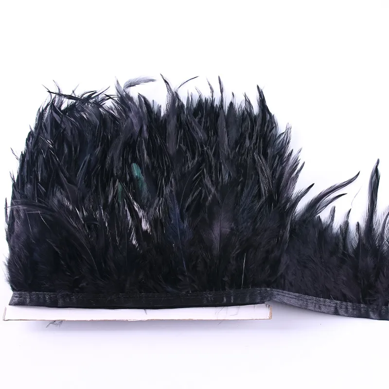 Black Feather Trim Ribbon Fringe Natural Chicken Feather For Clothing Sewing Craft DIY Party Decoration Accessory