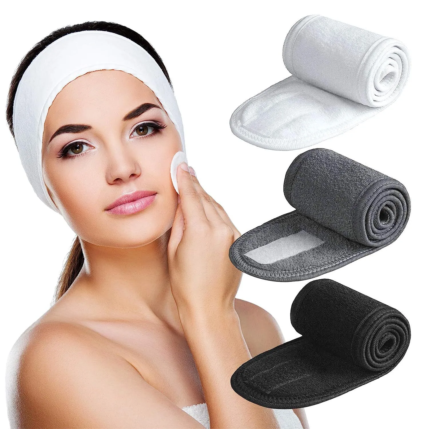 Adjustable Facial Wash Hair Band Soft Makeup Towel Wrap Sport Spa Yoga Headband With Magic Tape Closure Plaid Pattern Towel Cloth Head Wrap For Women Men Everyday