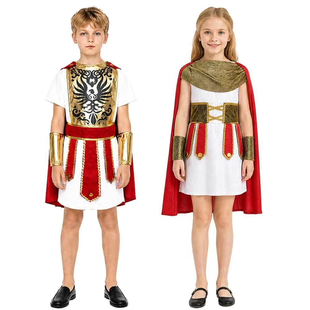 Costume de Guerrier Romain pour Enfants Halloween Cosplay Tenue Ancien Grec Spartiate Déguisement Garçons Filles Vêtements de Fête Historiques