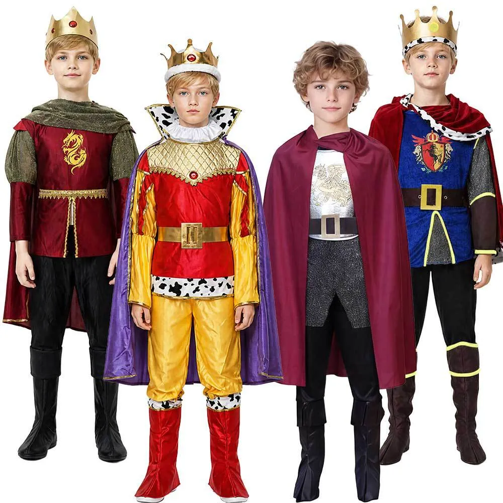 Enfants Halloween Roi Costume Prince Jeu de Rôle Tenue Garçons Fête Royale Médiévale Ensemble de Déguisement