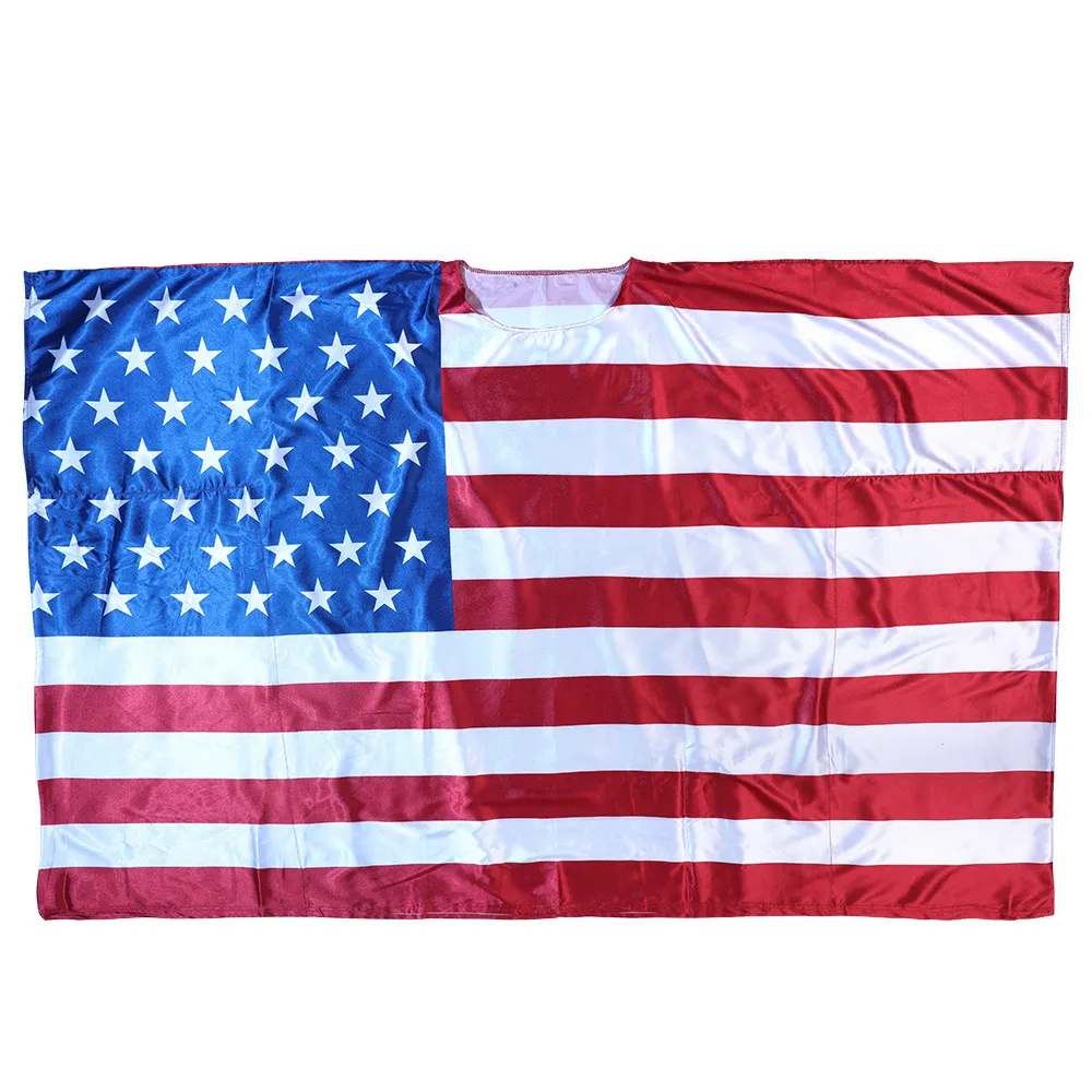 Unisex Flaggen Print Umhang Cape Festival Party Wear Tragbare Nationalflagge Poncho Ärmel Outerwear Festival Kostüm