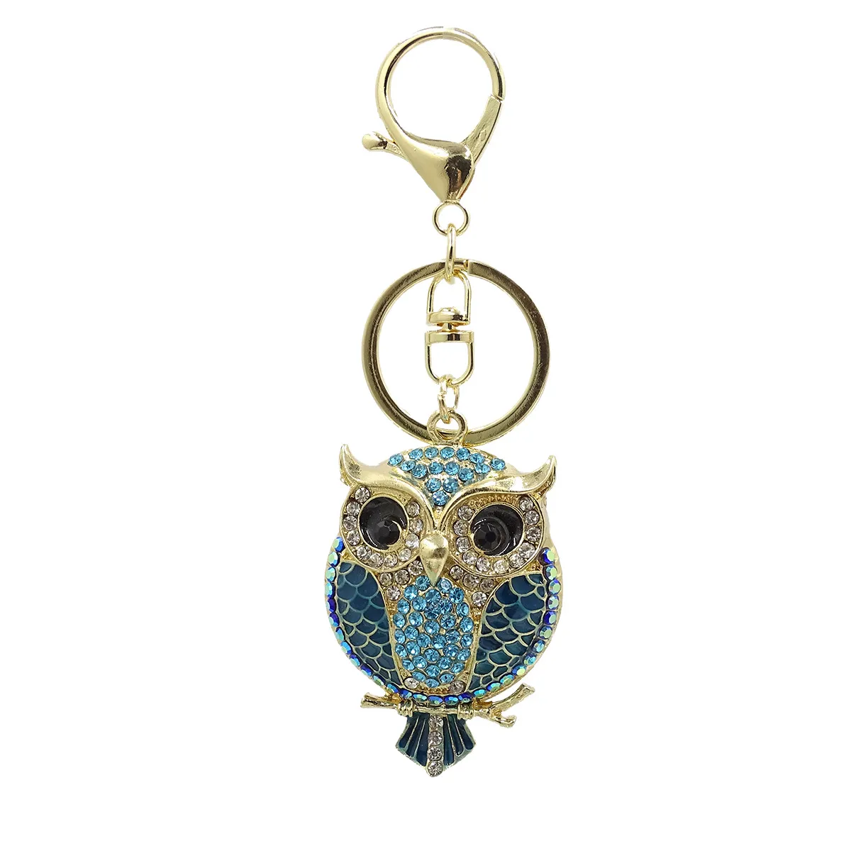 Kreative Zinklegierung Eule Schlüsselanhänger Luxus Eingelegt Strass Emaille Taschenanhänger Eleganter Tier Auto Schlüsselring Für Damen