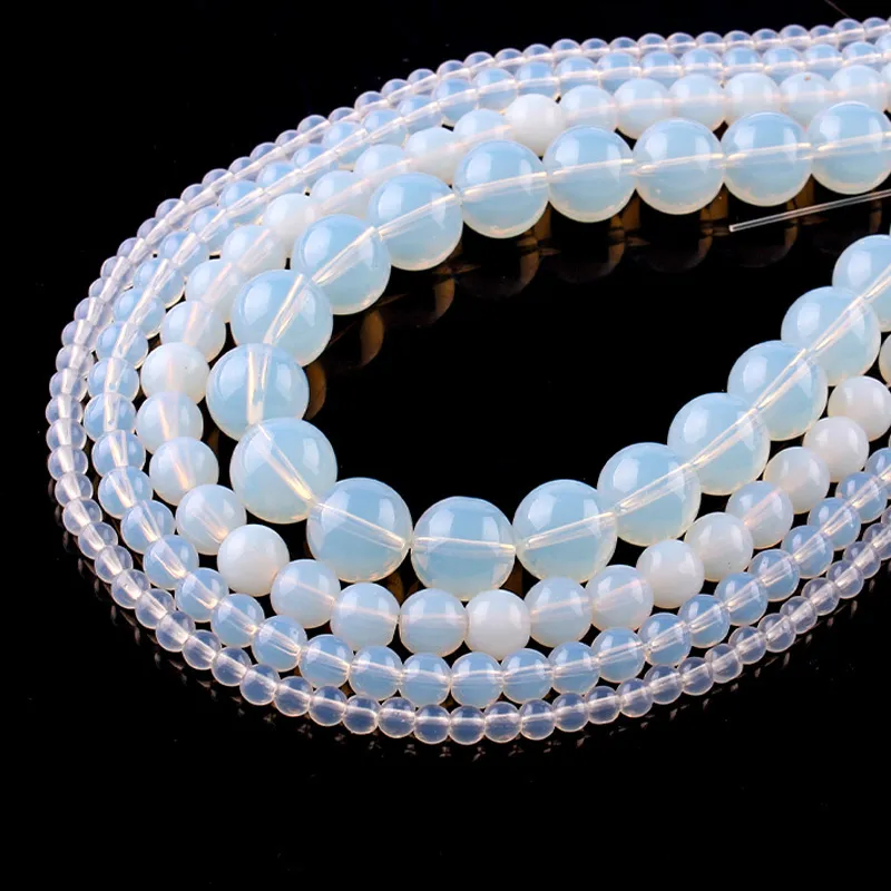 Polierte Milchweiße Synthetische Opa-Rundperlen Künstlicher Kristall Lose Perlen Für DIY Schmuckherstellung Halsketten Armbänder Zubehör