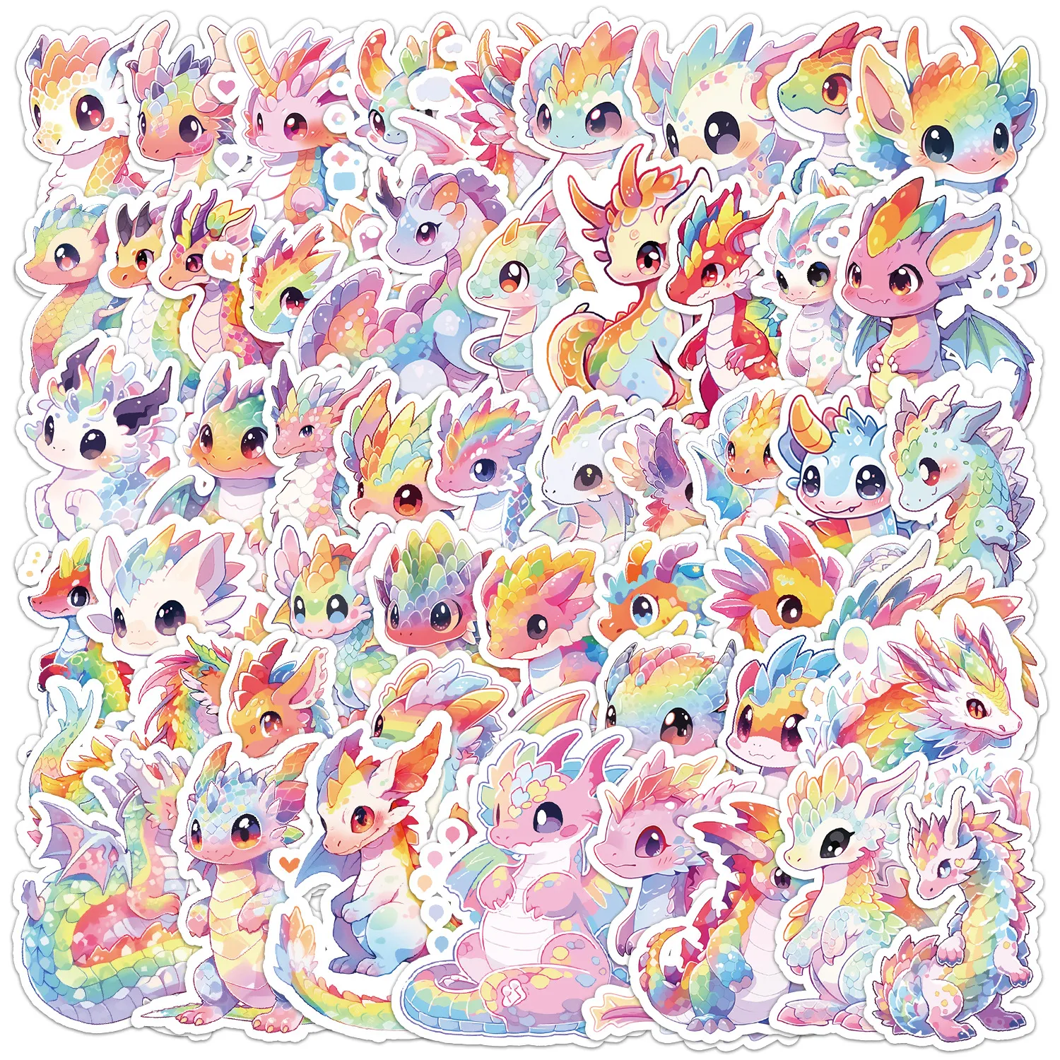Cute Dream Rainbow Dragon Waterproof Graffiti Stickers PVC Cartoon Decals For Water Bottle Laptop Luggage