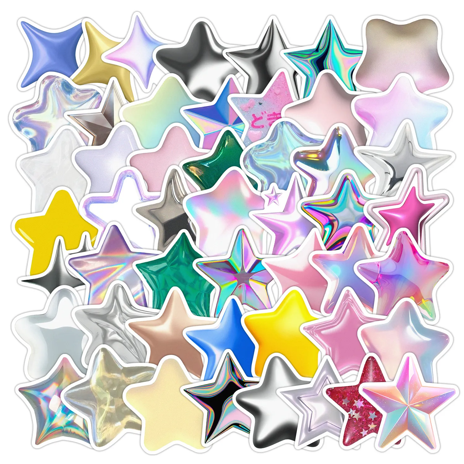 3D Stereo Star Waterproof Stickers Cute Holographic PVC Decals For Water Bottle Phone Stationery