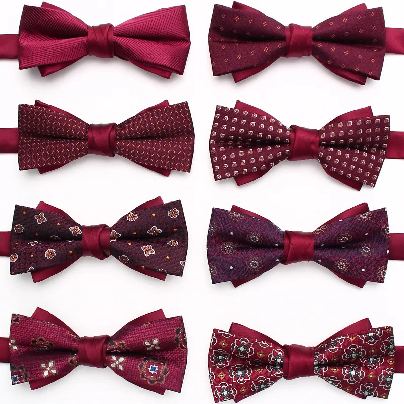 Herren Hochzeit Rote Fliege Business Casual Bräutigam Trauzeuge Fliege Polyesterseide Jacquard Fliegen Mode Halsschmuck
