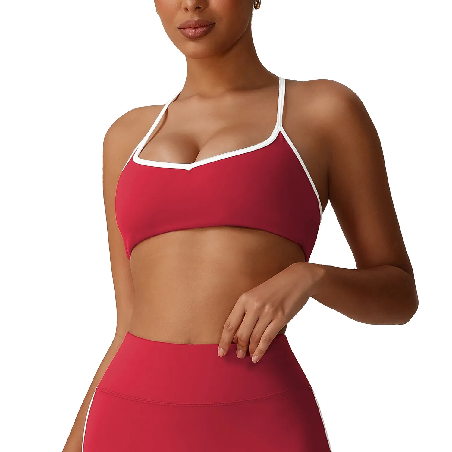 Dames Kruisrug Sportbeha Hoge Elasticiteit Gewatteerd Fitness Workout Gym Tanktop Sexy Vormend Athletische Yoga Kleding