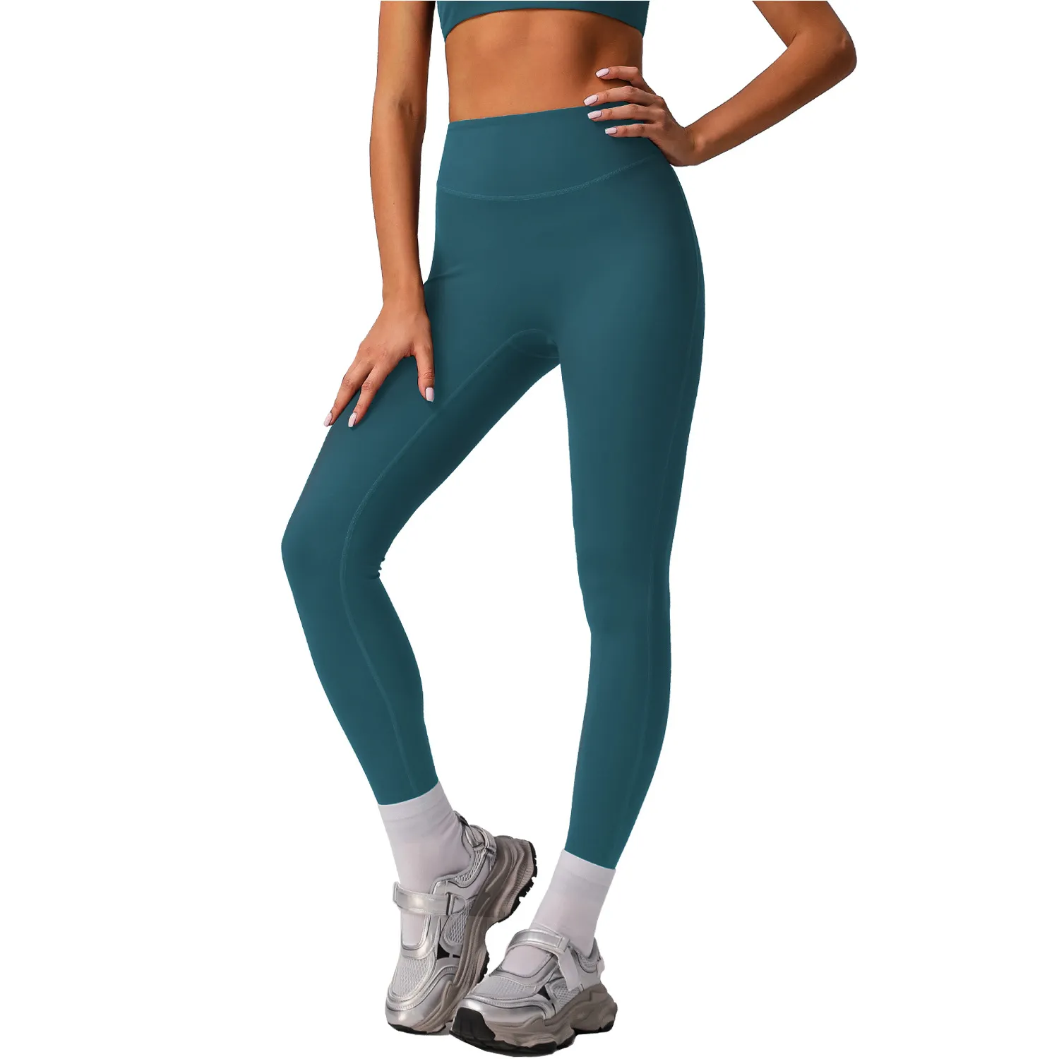 Pantalon de Yoga Taille Haute pour Femmes Effet Nu Ventre Plat Push-Up Sans Coutures Sport Fitness Course Leggings