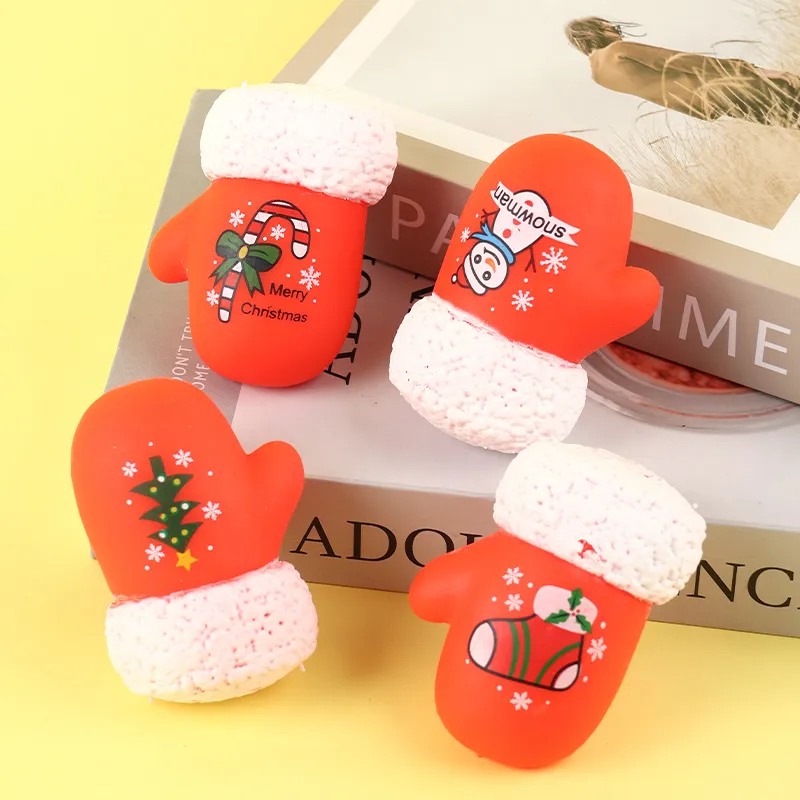 Natale Guanto Squishy Giocattolo Rimbalzo Lento Decompressione Giocattolo Simpatico Cartone Animato Pupazzo di Neve Albero di Natale