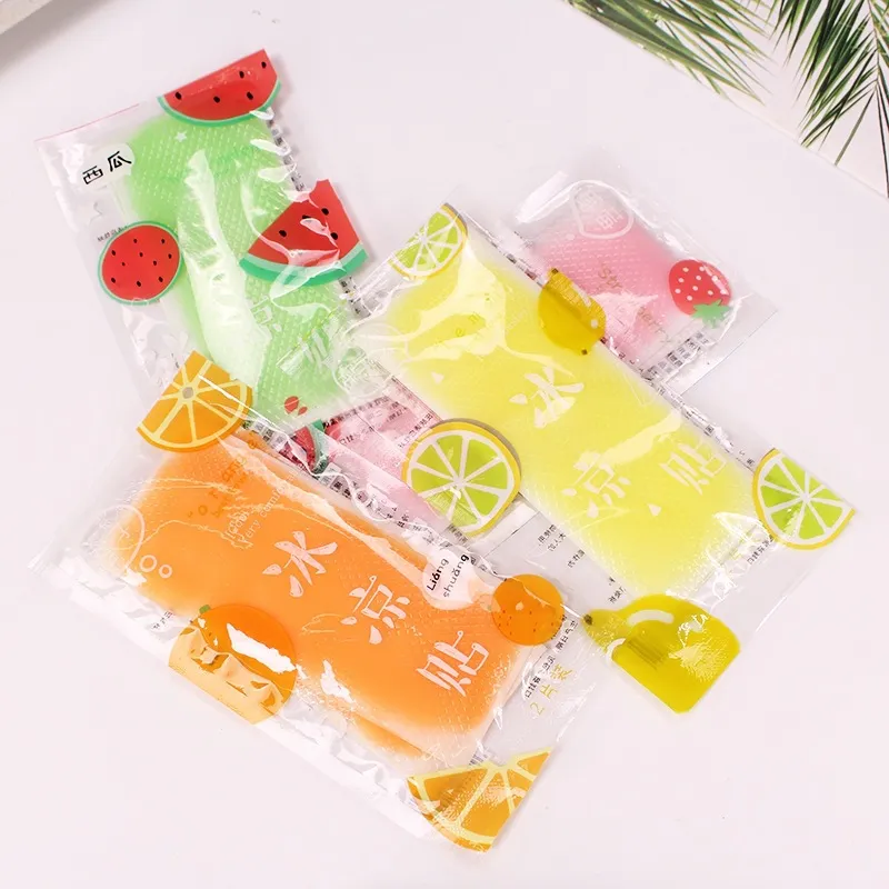 Zomer Koelpleister Hydrogel Fruit Cartoon Ijspleister Koortsverlichting Sticker Draagbare Koelkompres Pleister Voor Buiten