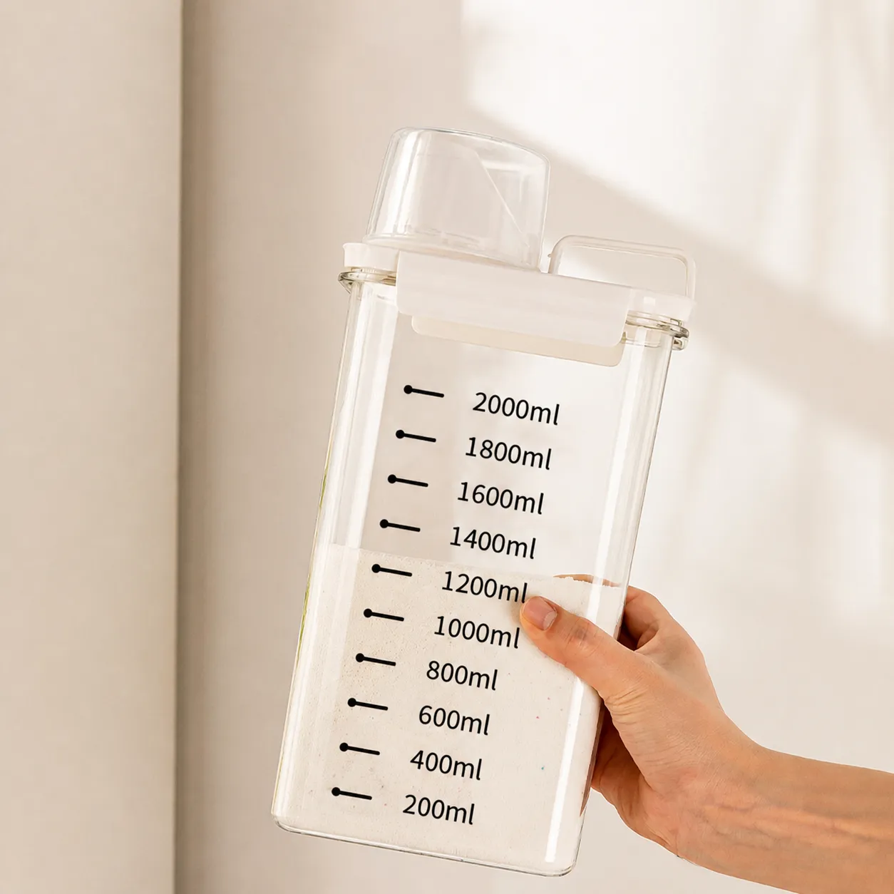 Transparent Plastic Laundry Powder Storage Box With Scale Sealed Detergent Container Multi-Functional Household Storage Jar