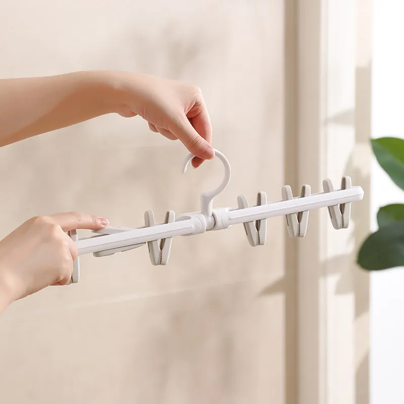 Multifunctionele Opvouwbare Plastic Kledinghanger Draagbare Reizen Sokken Clip Winddicht Droogrek Thuis Organisatie Gereedschap