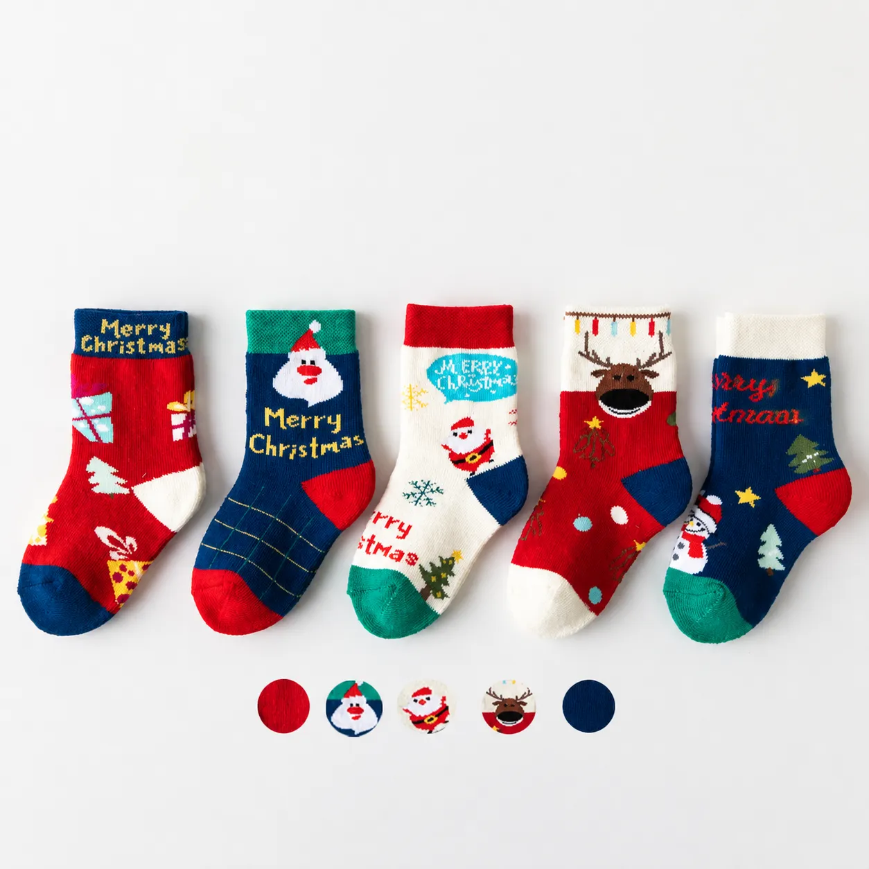 Chaussettes de Noël pour Enfants Épaissies Thermiques Hiver Coton Chaussettes Ras du Cou Mignon Dessin Animé Père Noël Elan Renne Chaussettes de Vacances Pour Tout-Petits Garçons Filles