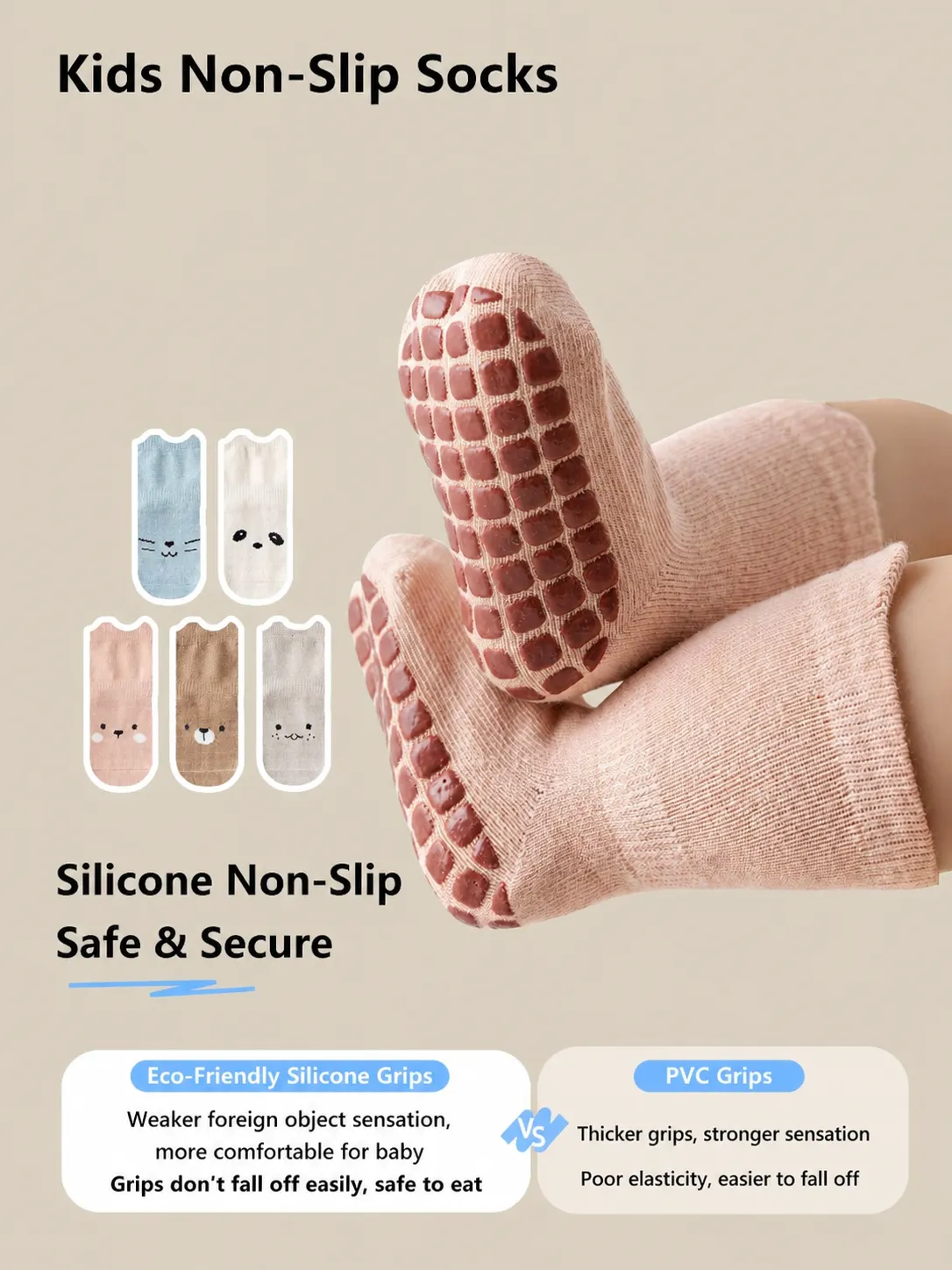 Infant Anti-Slip Floor Socks Cute Cartoon Animal Cotton Mid-Tube Baby Walking Socks Toddler Indoor Socks