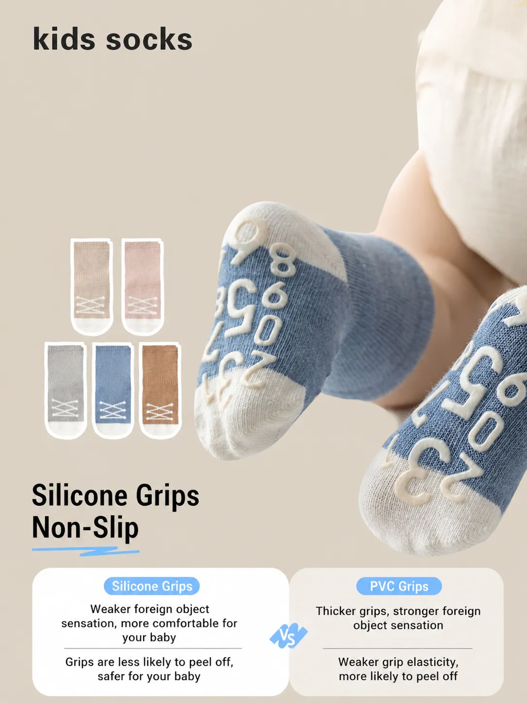 Baby Anti-Slip Floor Socks Toddler Combed Cotton Breathable Early Education Walking Socks Infant Indoor Socks