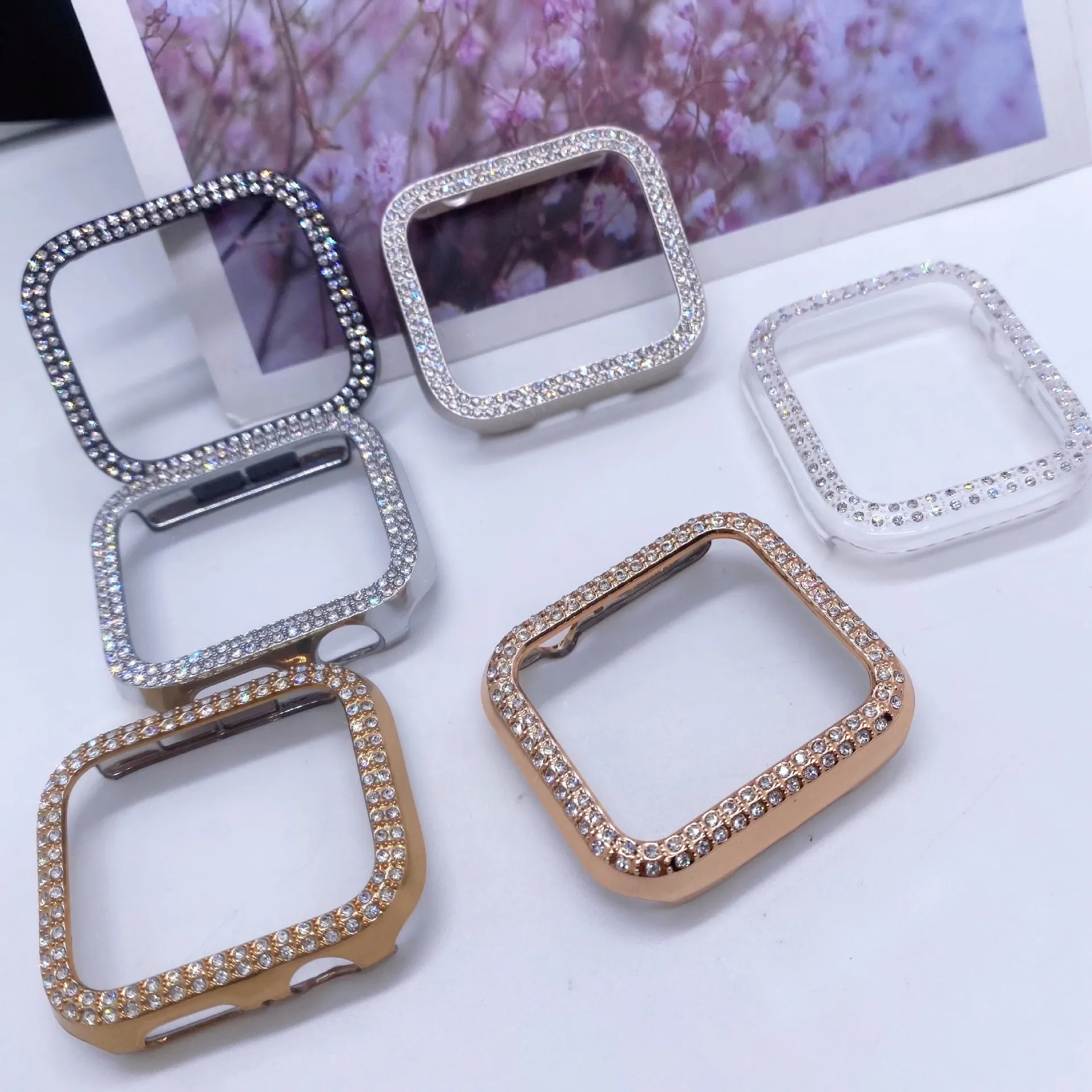 Strass Gegalvaniseerd PC Beschermende Hoes Voor Smartwatch Volledige Dekking Bumper Frame Mode Accessoires