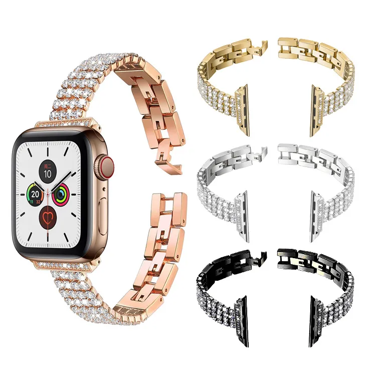 Edelstahl Strass Uhrenarmband Für Apple Watch Luxus Metall Bling Kette Armband Ersatz Armband Schmuck