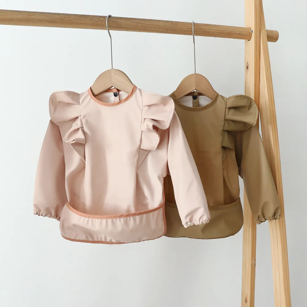 Blouse Imperméable Enfant Manches Longues Mignons Ailes d'Ange Bavoir Bébé Tablier Anti-Salissure Vêtements Nourrisson