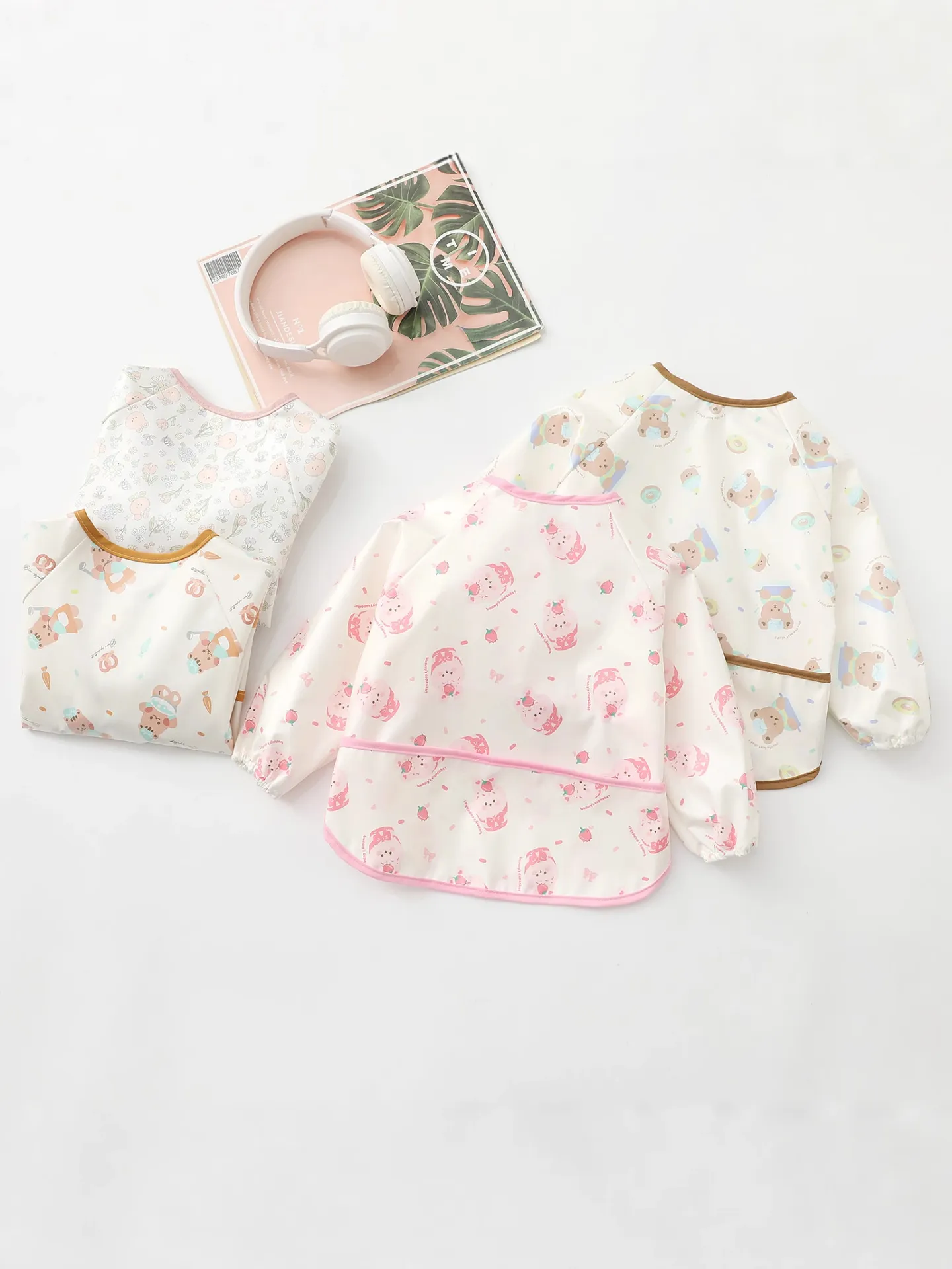 Baby Waterproof Long Sleeve Smock Bib Cute Cartoon Animal Pattern Painting Apron Infant Feeding Clothes For Toddlers