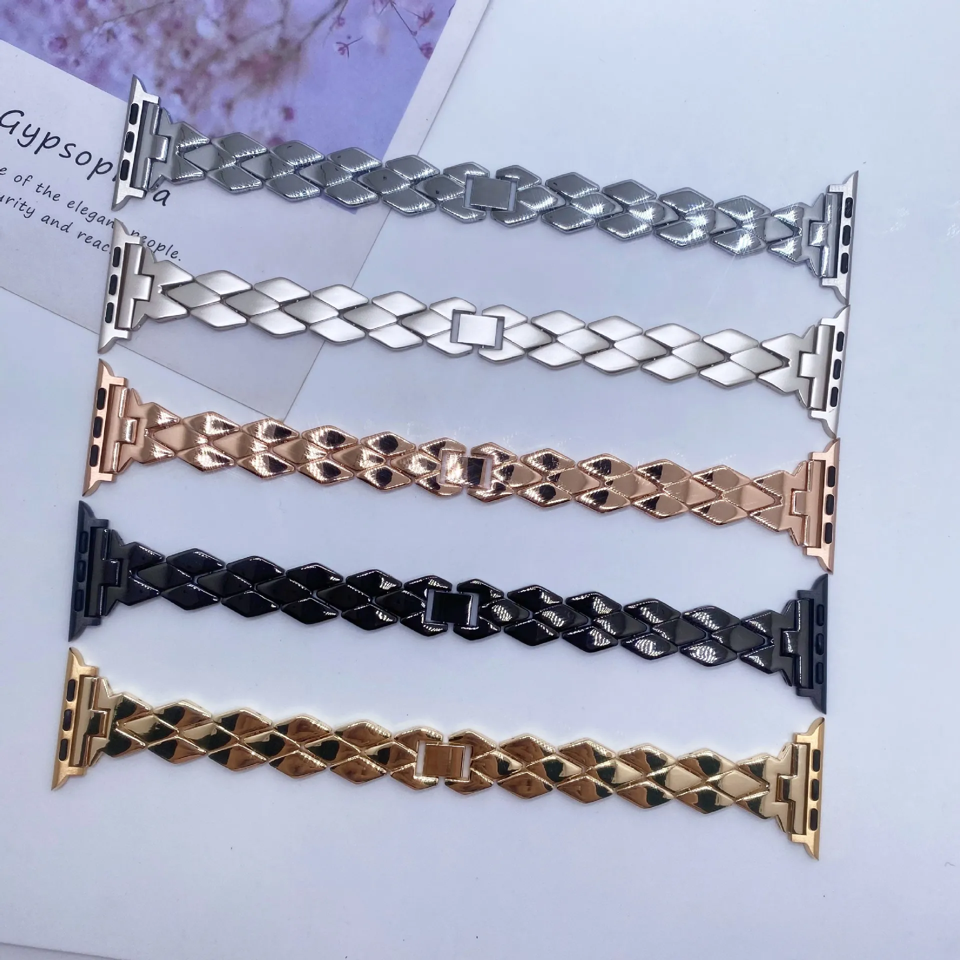 Zinklegering Ruitjesketting Smartwatch Band Metalen Vervangende Band Compatibel Met Apple Watch Series Ultra SE