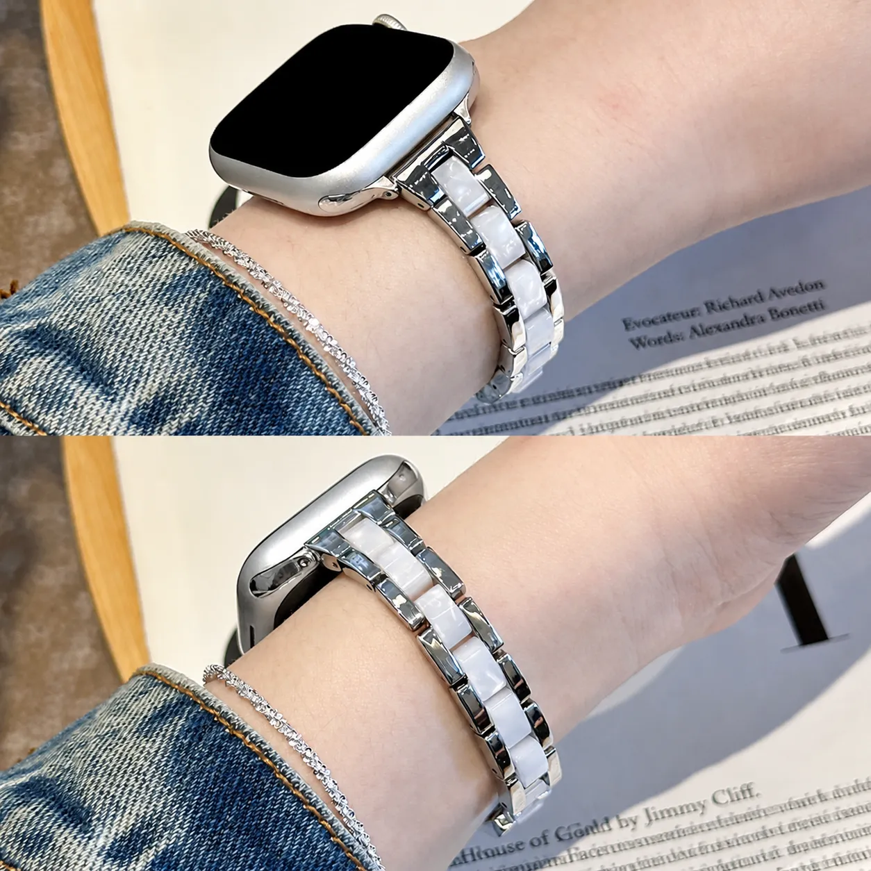 Metall Harz Uhrenarmband Für Smartwatch Luxus Kette Armband Ersatz Mode Schmuck Handgelenk Band Zubehör