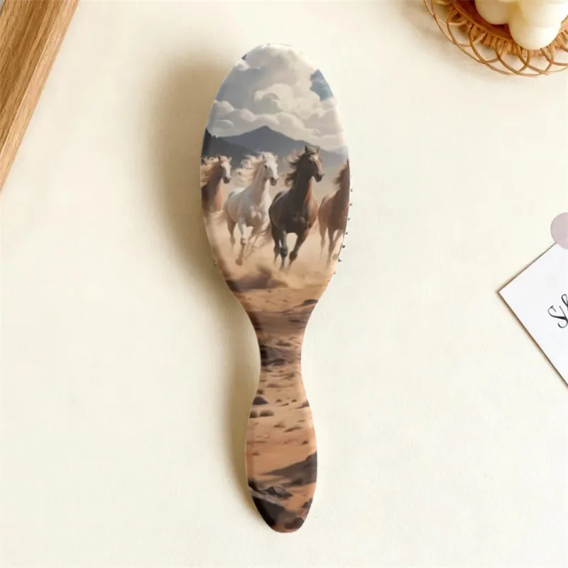 ABS Hair Brush Air Cushion Massage Comb Running Horse Print Anti-Tangle Hairbrush For Daily Hair Care Styling