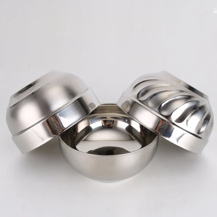 Thickened Stainless Steel Double Layer Insulated Bowl Kitchen Metal Rice Soup Bowl Anti Scalding Tableware