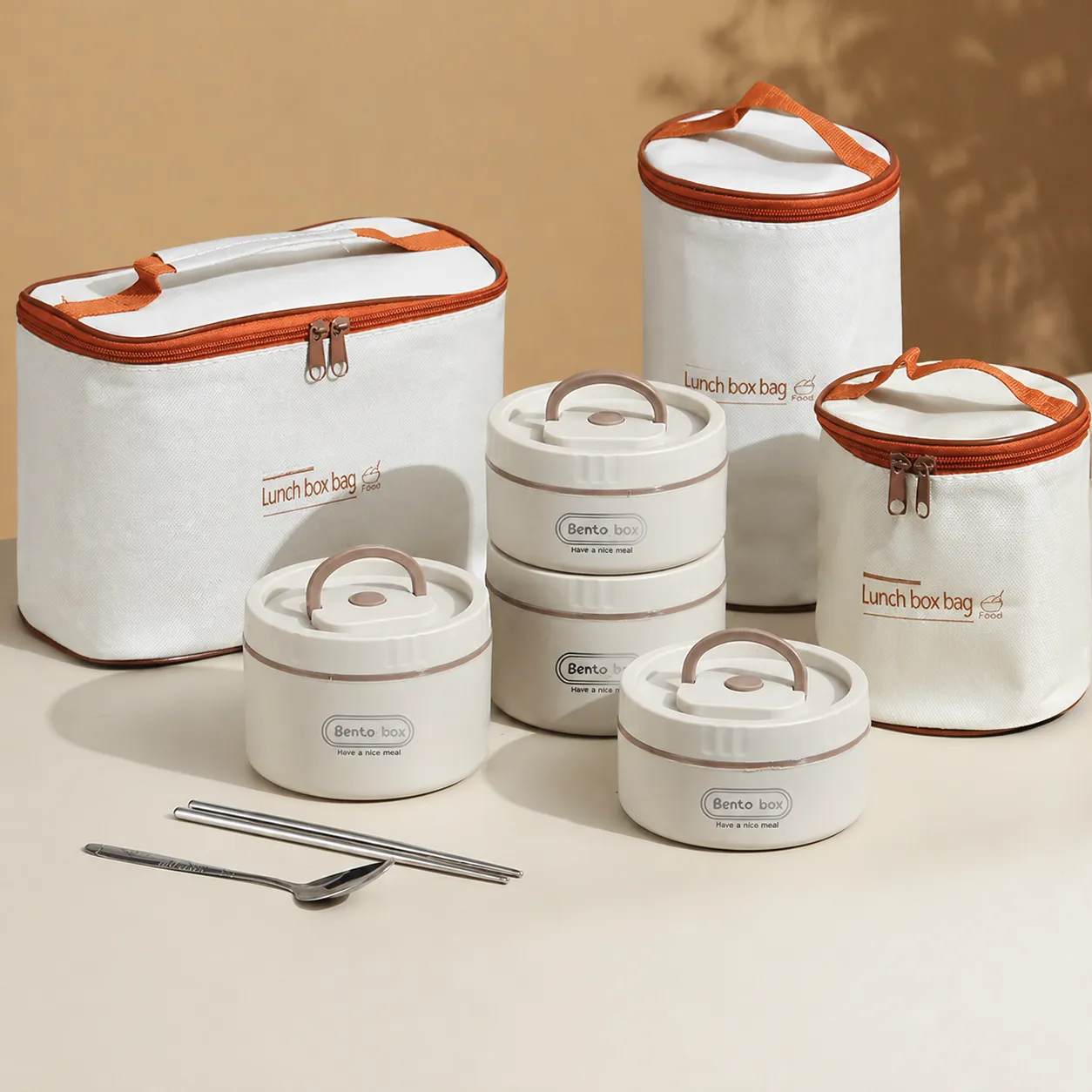 Portapranzo Isolato in Acciaio Inossidabile 304 Doppio Strato Portatile Bento Box Contenitore per Pasti Rotondo per Studenti Lavoratori d'Ufficio