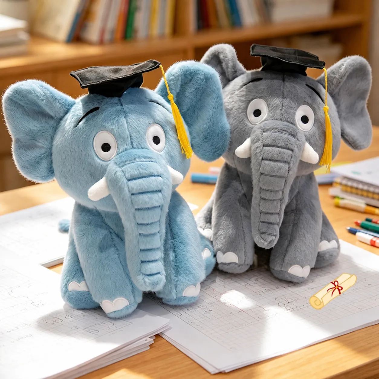 Abschluss Elefant Plüschtier Stofftier Doktorhut Süßes Schülergeschenk Gedenkspielzeug