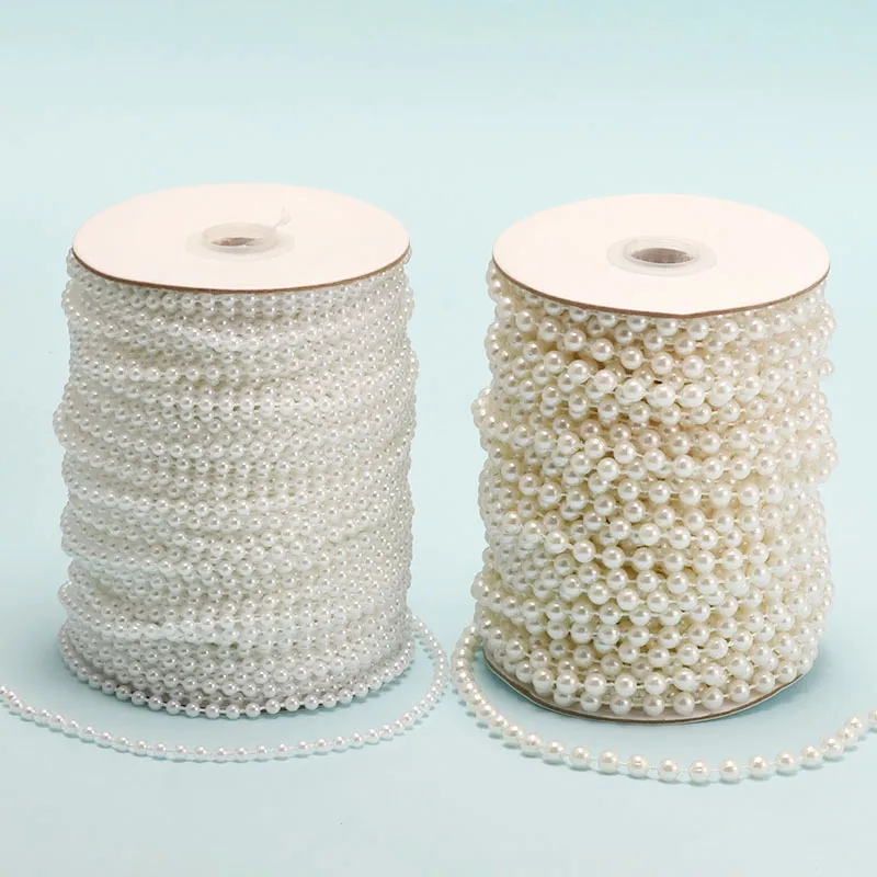 Chaîne de Perles d'Imitation Blanches Rondes Garniture en Guirlande Plastique pour Mariage DIY Artisanat Accessoires de Bijoux Ornements de Cheveux