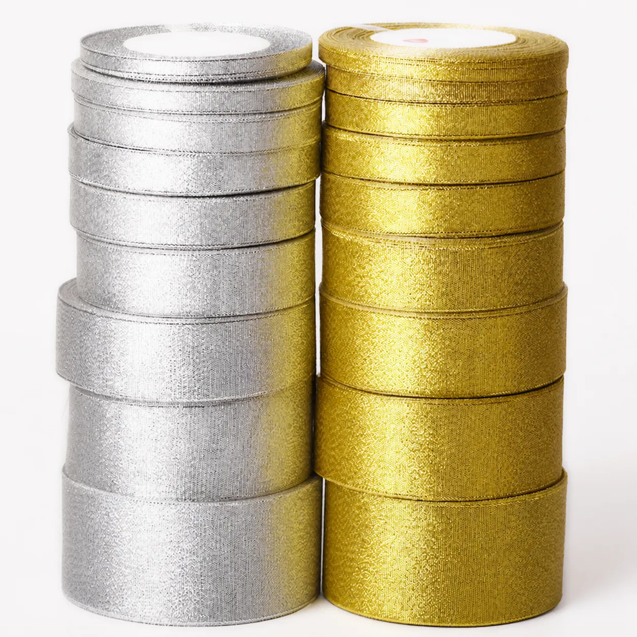 Cinta de Brillo Metálica Oro Plata Tela de Poliéster Cinta Artesanal Brillante Para Envolver Regalos de Pastel Decoración de Fiesta