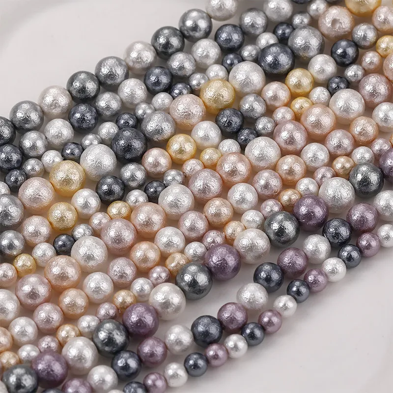 Baroque Wrinkled Shell Pearl Beads For DIY Jewelry Making Material Colored Round Loose Beads Strand