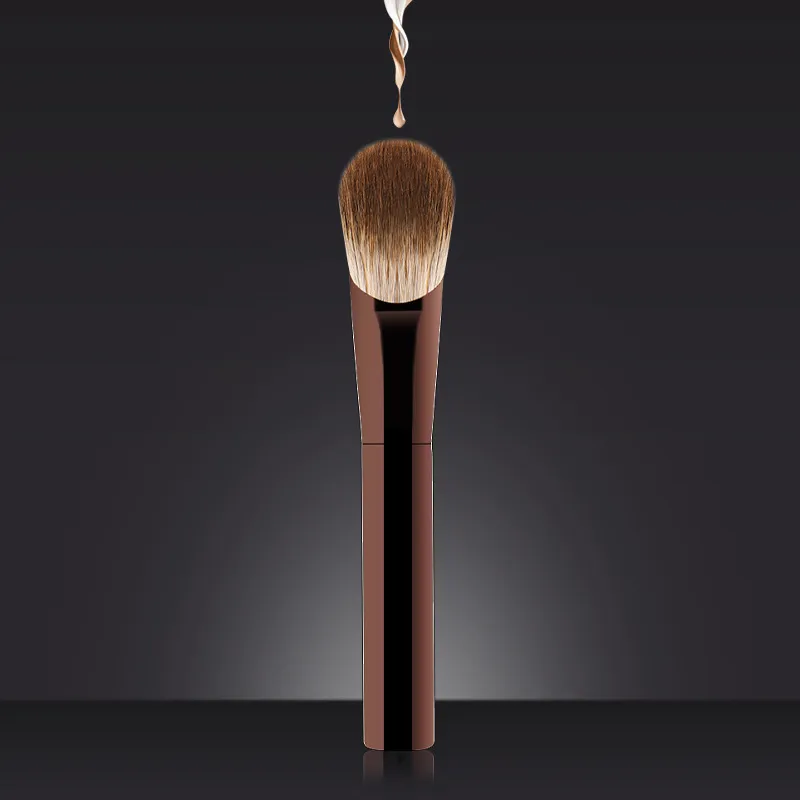 Professionele Dierenhaar Platte Blushkwast Metalen Handvat Afgeschuinde Poederkwast Cosmetische Make-up Tool
