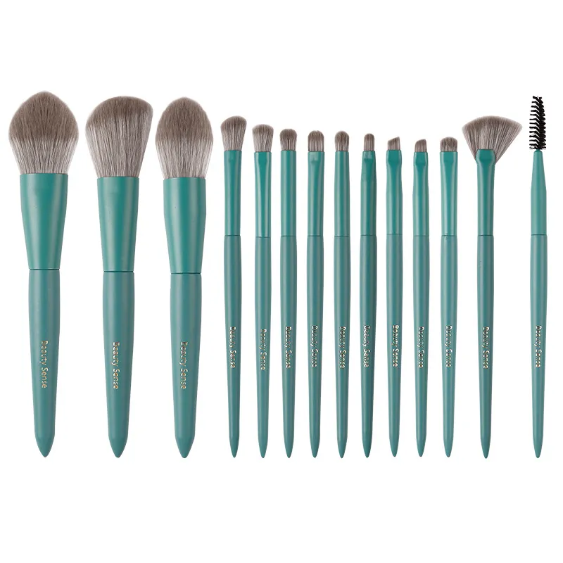 Collezione Professionale di Pennelli per Trucco Fibre Sintetiche Setole Morbide Manico in Legno Kit di Strumenti Cosmetici