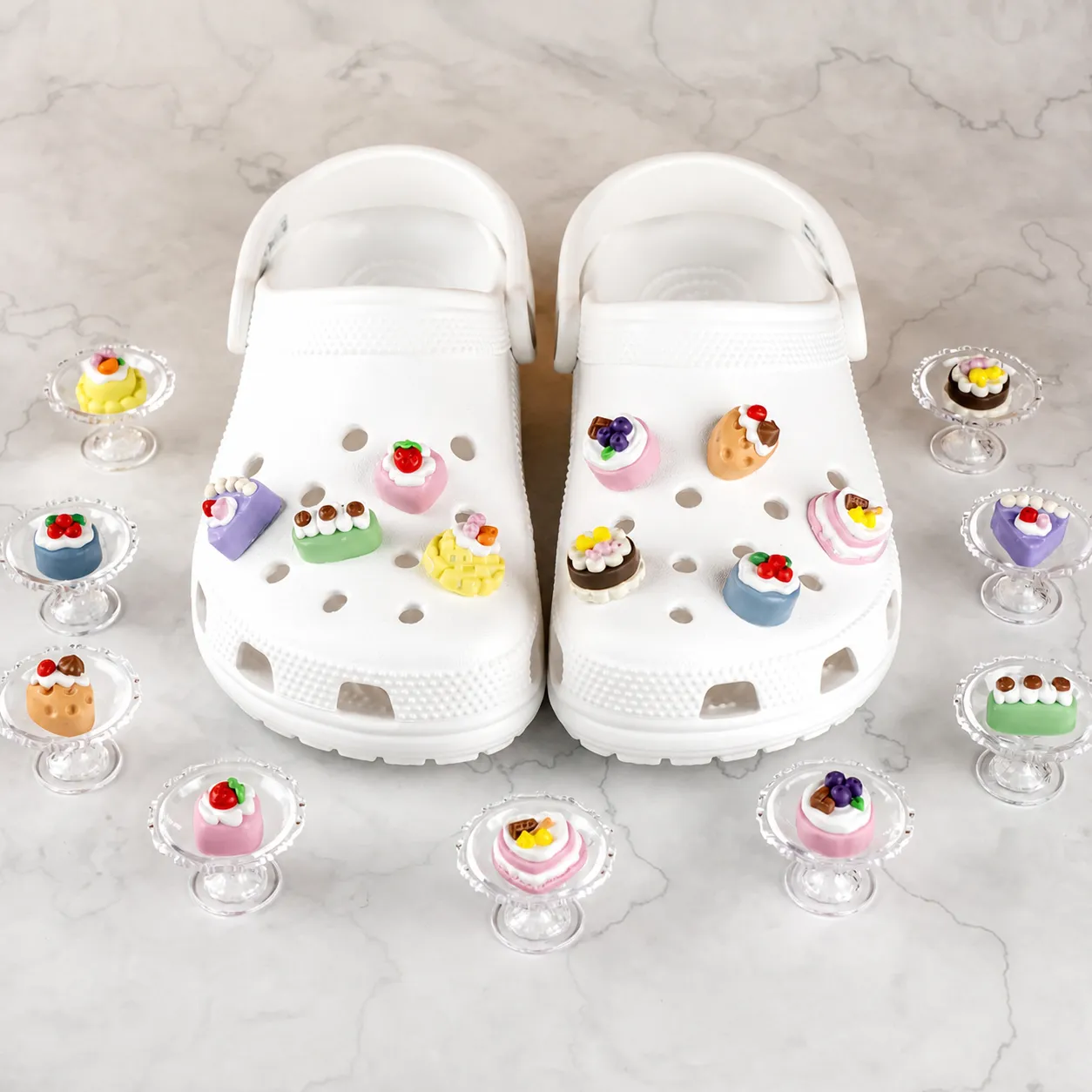 PVC Shoe Charms 3D Cartoon Cake Clog Pins Cute Decorative Shoe Accessories For Garden Clogs Shoes Decoration