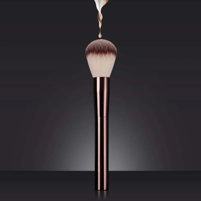Professionele Ronde Puderkwast Zachte Synthetische Vezel Make-up Kwast Roségold Metalen Handvat Highlighter Cosmetisch Hulpmiddel